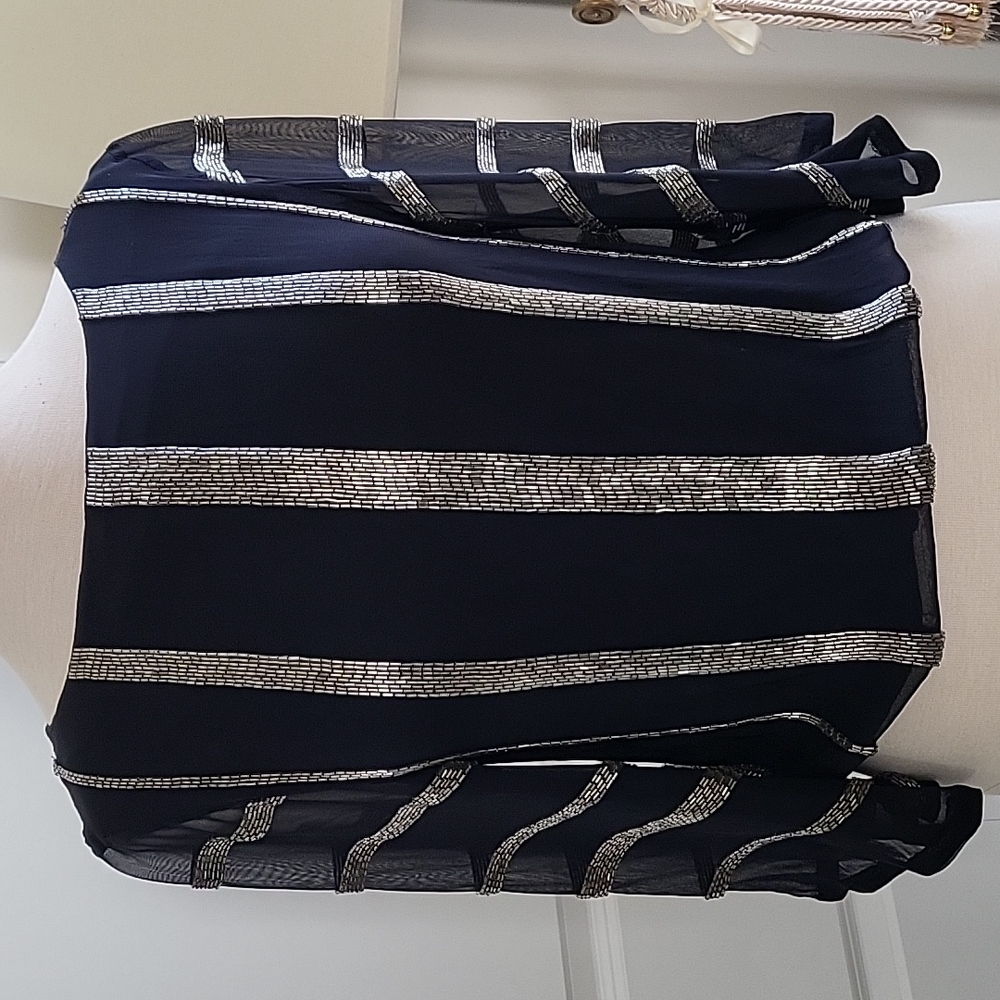 Alice + Olivia , elegant blue- silver blouse,  size XS
